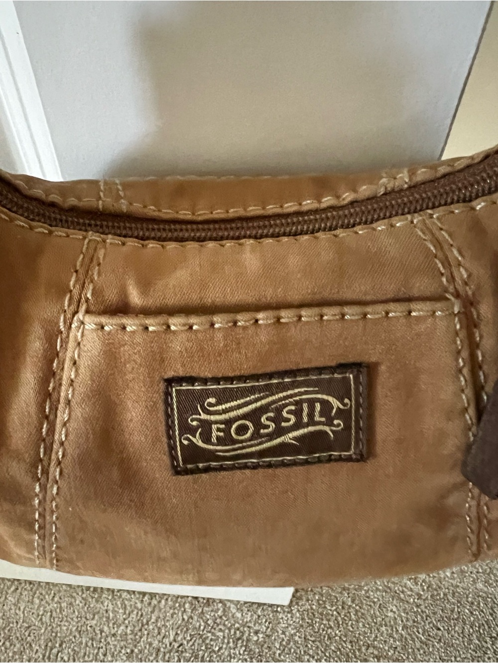 Vintage Fossil Light Brown Crossbody Shoulder Strap with Tassel Accent - Picture 3 of 12